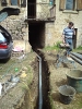 The external pipe in place, plus a rare picture of Chris, who is generally behind the camera!