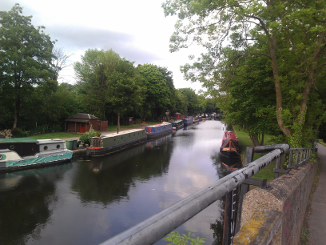 canal boats in marina at Kirkstall